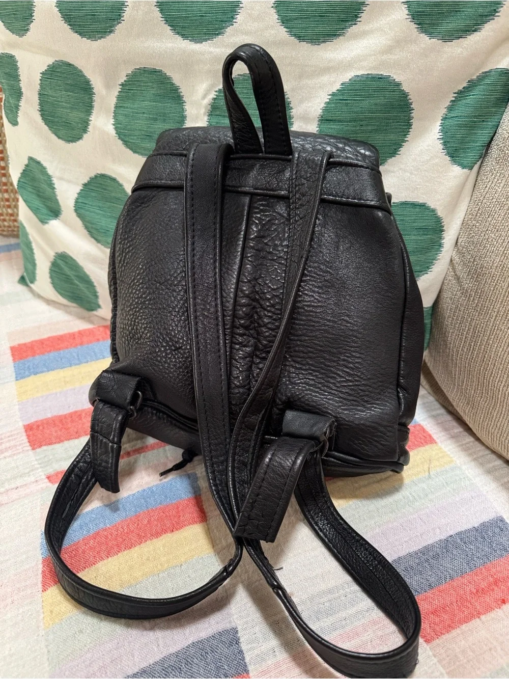 Vintage Domini Pelle Genuine Leather Mini Backpack Purse Black Made in Mexico